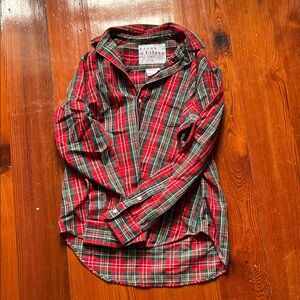 Frank & Eileen Red and Green Plaid Cotton Button-Down Shirt